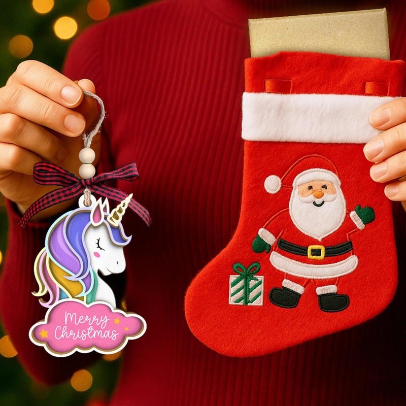SUCHAGIFT Unicorn Ornament - Unicorn Ornaments for Christmas Tree, Christmas Ornaments for Kids - Rainbow Gifts for Kids, Little Girls, Teen Girls, Children - Wood Ornament 2025 - Image 5